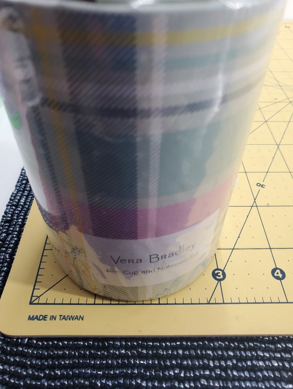 Vera Bradley Pastel Plaid Pen Cup Notepad Set (NAV1)